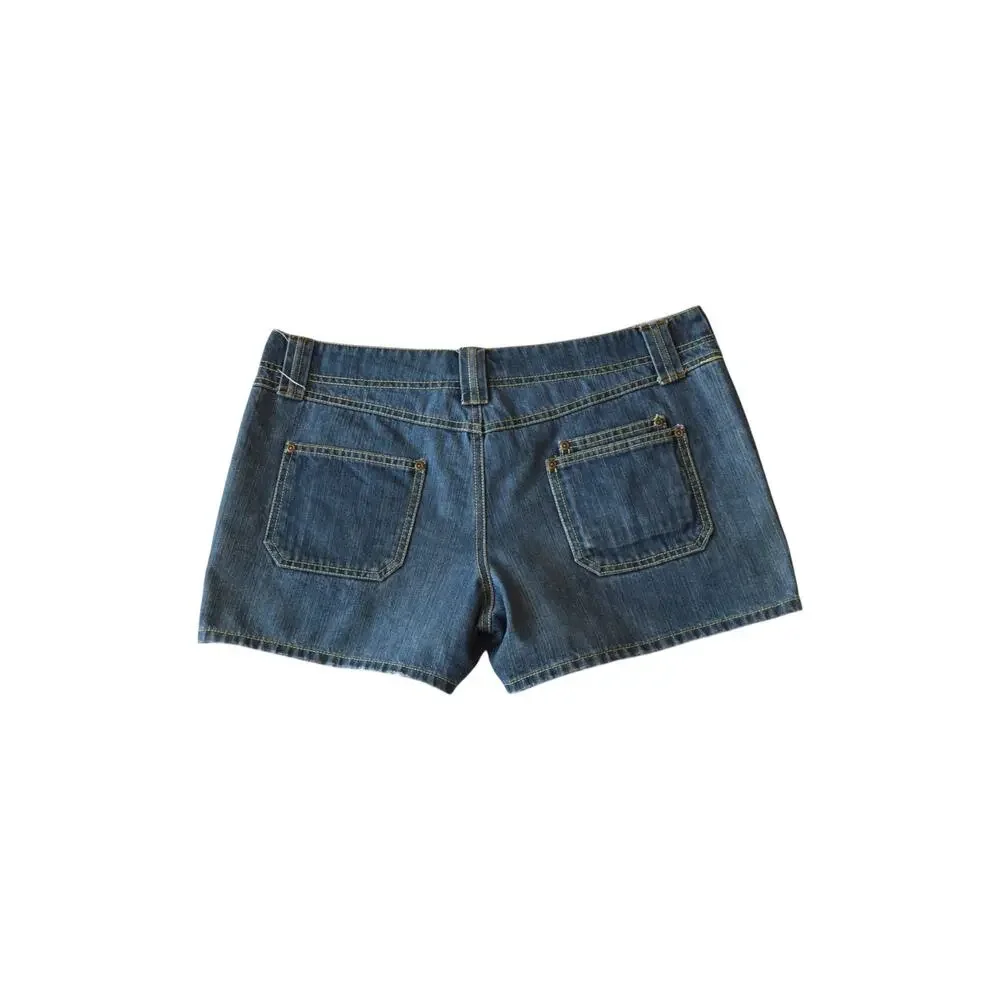 Vintage Old Navy Y2K Mid Rise Denim Shorts Size 8 Patch Pockets - Picture 4 of 4